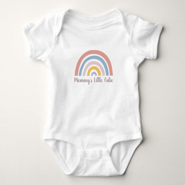 Rainbow Watercolor Boho Chic Custom Baby Bodysuit (Front)