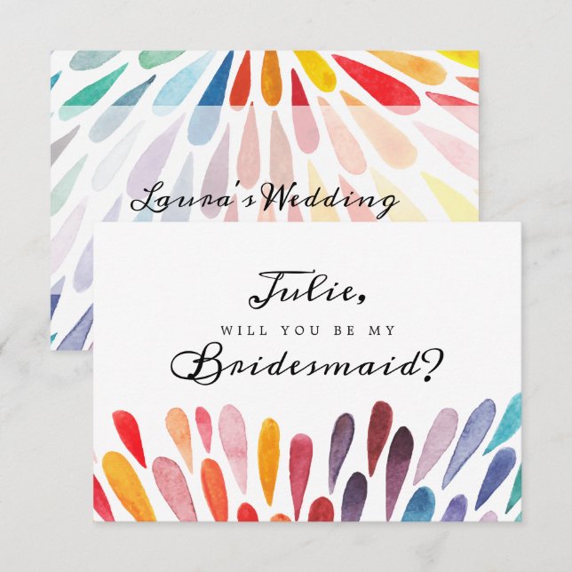 Rainbow Watercolor Bridesmaid Card (Front/Back)