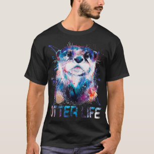 Rainbow Watercolor Bright Sea Otter Life  T-Shirt