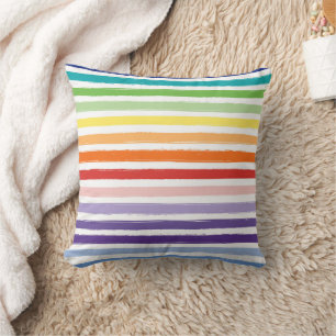 Rainbow Watercolor Brush Stripe Pattern Cushion
