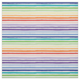 Rainbow Watercolor Brush Stripe Pattern Fabric