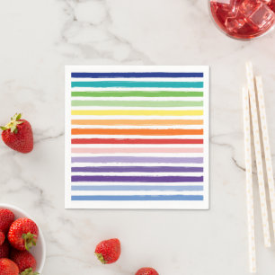 Rainbow Watercolor Brush Stripe Pattern Napkin