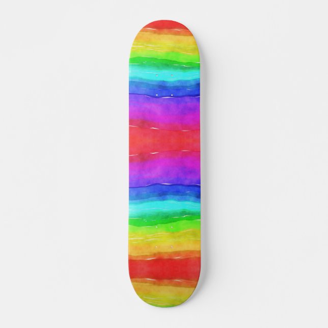 Rainbow Watercolor Colourful  Skateboard (Front)