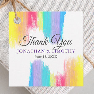 Rainbow Watercolor Colourful Wedding Thank You Favour Tags