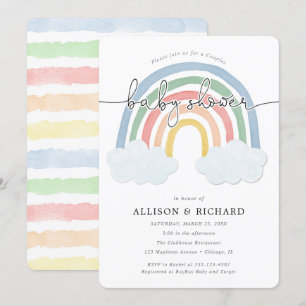 Rainbow watercolor Couples co-ed baby shower Invitation