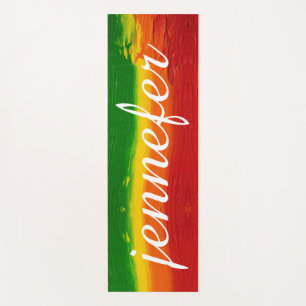 Rainbow Watercolor Custom Script Monogram Name Yoga Mat