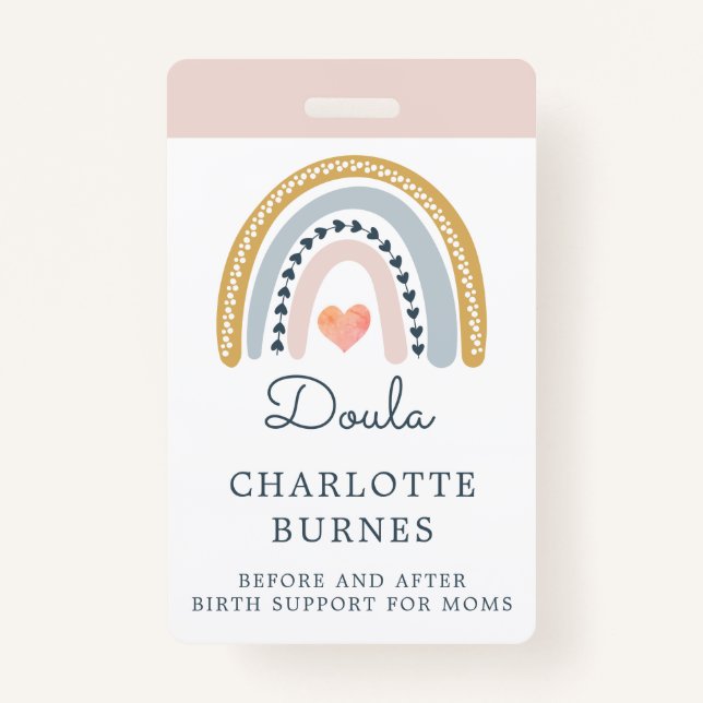 Rainbow Watercolor Doula ID Badge (Front)