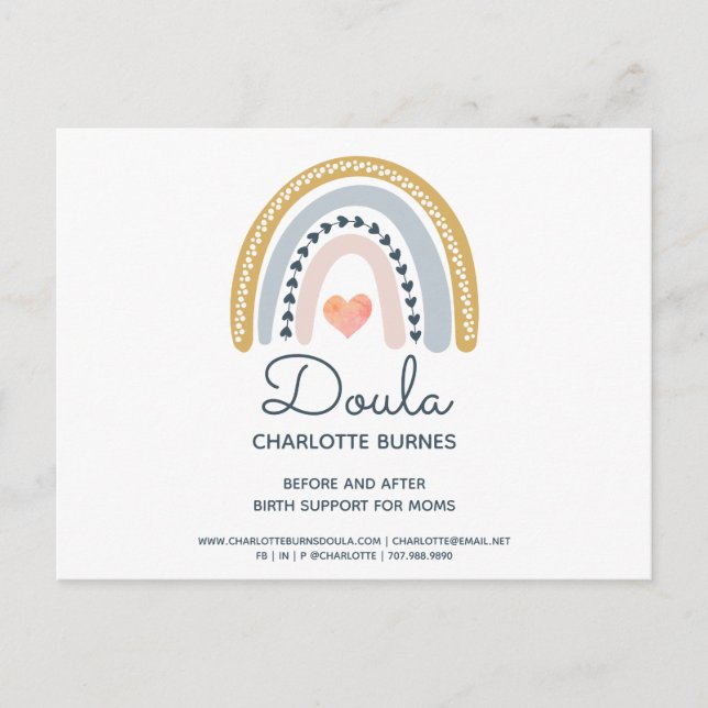 Rainbow Watercolor Doula Postcard (Front)