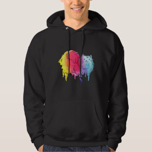 Rainbow Watercolor Drip Pomeranian Hoodie