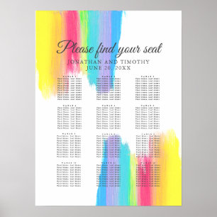 Rainbow Watercolor Elegant Wedding Seating Chart