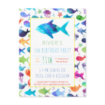 Rainbow Watercolor Fish Under The Sea Birthday