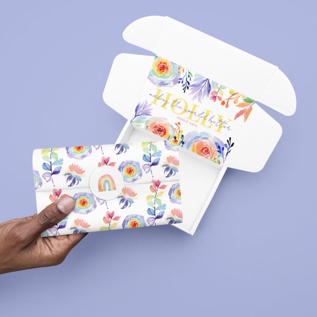 Rainbow Watercolor Floral Tissue Paper  (Celebrate someone special with this watercolor rainbow floral tissue paper! Matching collection! )