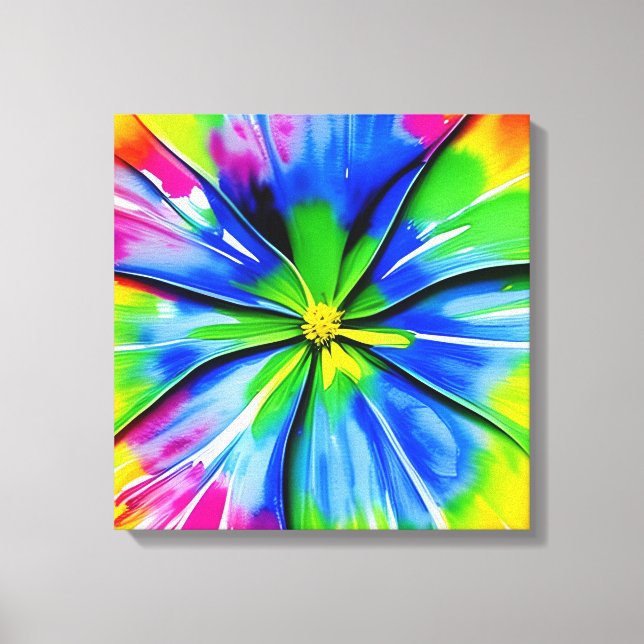 Rainbow Watercolor Flower Stretched Canvas (Front)