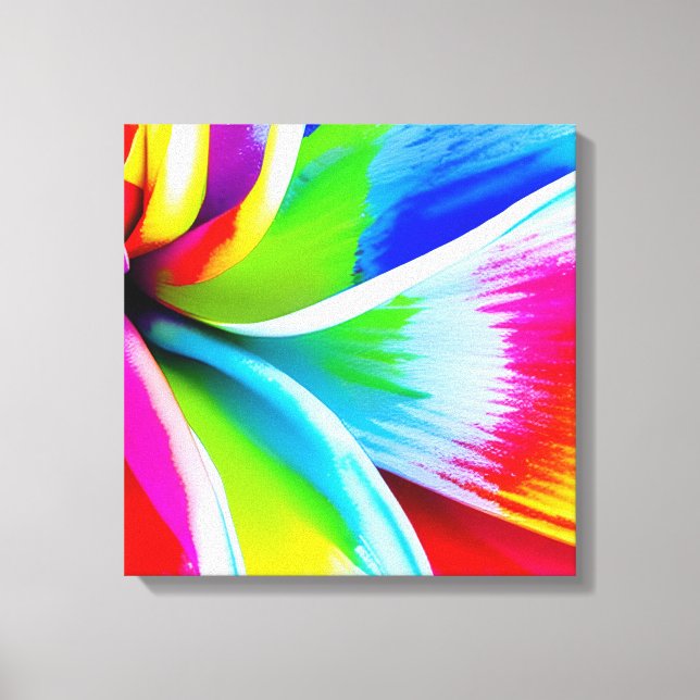 Rainbow Watercolor Flower Stretched Canvas (Front)