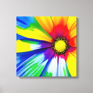 Rainbow Watercolor Flower Stretched Canvas