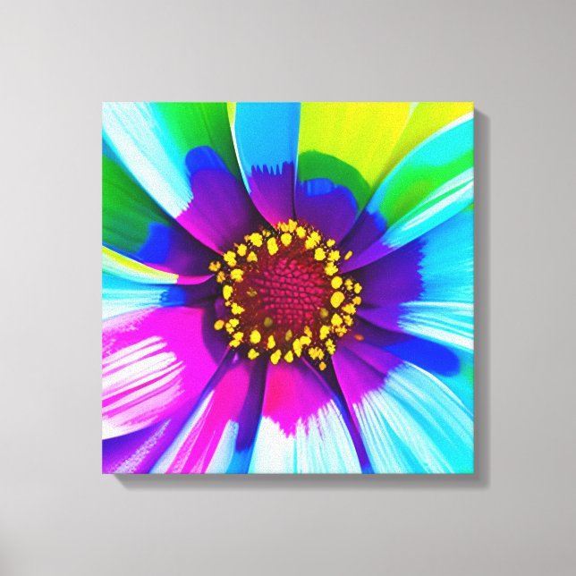 Rainbow Watercolor Flower Stretched Canvas (Front)