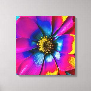Rainbow Watercolor Flower Stretched Canvas Print