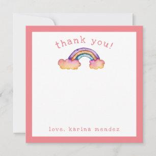 Rainbow Watercolor Kids Personalised Thank You Card