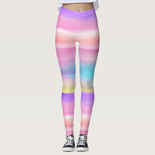 Rainbow Watercolor Leggings (Front)