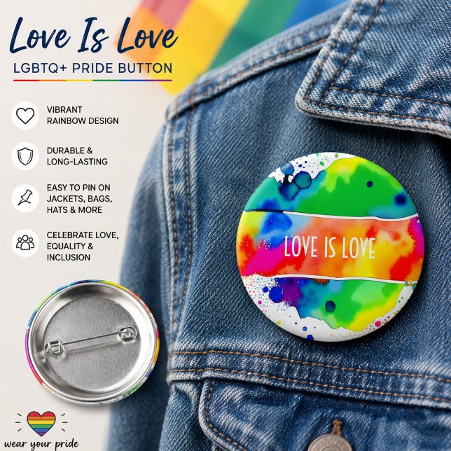 Rainbow Watercolor LGBTQ+ Pride Button (Creator Uploaded)