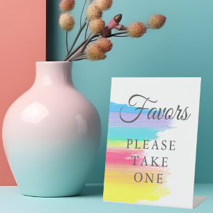 Rainbow Watercolor LGBTQ Wedding Favours Table Pedestal Sign