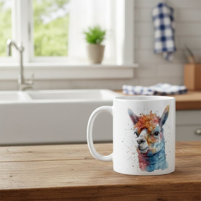 Rainbow Watercolor Llama Coffee Mug (Creator Uploaded)