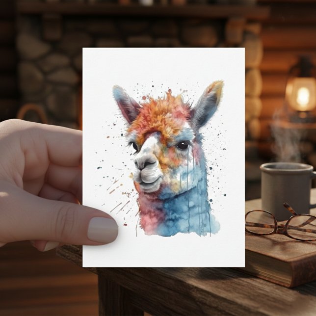 Rainbow Watercolor Llama  Postcard (Creator Uploaded)