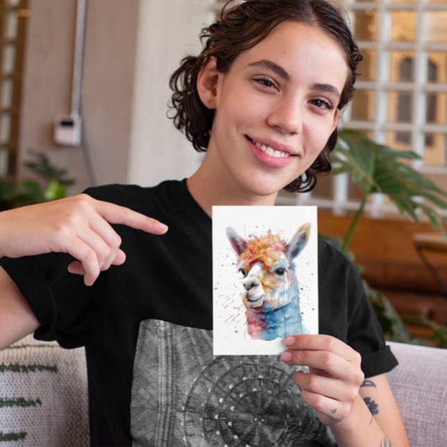 Rainbow Watercolor Llama  Postcard (Creator Uploaded)