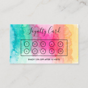 Rainbow Watercolor Loyalty Card
