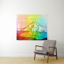 Rainbow Watercolor Mount Hood
