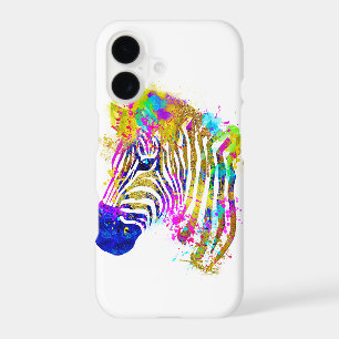 Rainbow Watercolor Paint Splatter Zebra Graphic