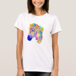 Rainbow Watercolor Paint Splatter Zebra Graphic T-Shirt<br><div class="desc">Customise with any text</div>