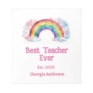 rainbow watercolor pastel best teacher ever est notepad