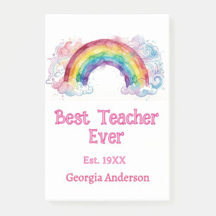 rainbow watercolor pastel best teacher ever est post-it notes