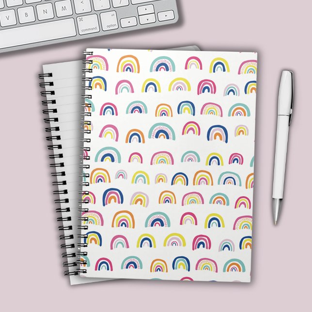 Rainbow watercolor pattern notebook (Rainbow patterned notebook.)
