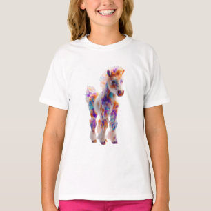Rainbow Watercolor Pony Illustration Kids T-Shirt