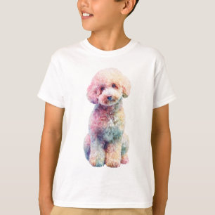 Rainbow Watercolor Poodle Kids T-Shirt