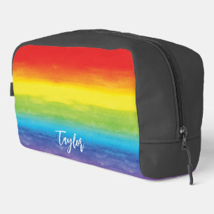 Rainbow Watercolor Purple Red Monogram Name Dopp Kit