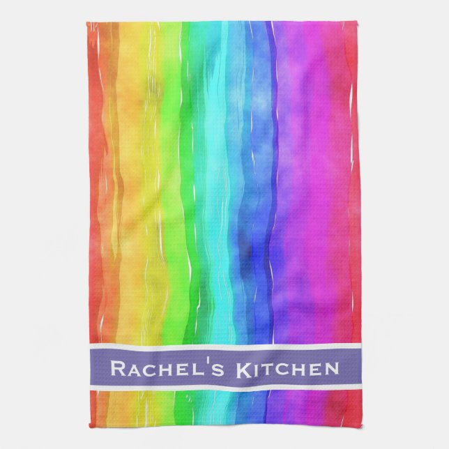 Rainbow Watercolor Rainbows Kitchen Towels Towel (Vertical)