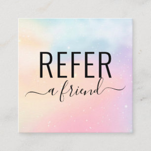 Rainbow Watercolor Refer A Friend Referral Card