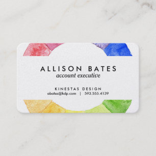 Rainbow watercolor ring modern colourful circle business card