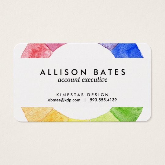 Rainbow watercolor ring modern colourful circle business card