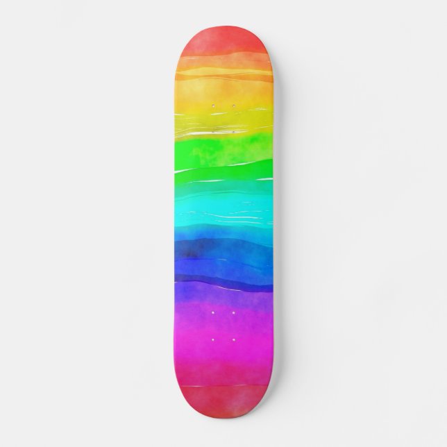 Rainbow Watercolor Skateboard (Front)