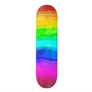 Rainbow Watercolor Skateboard