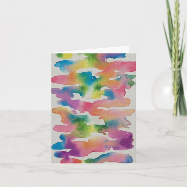 Rainbow Watercolor Smudge Card (Front)