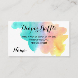 Rainbow watercolor splash baby diaper raffle card