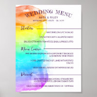 Rainbow Watercolor Splash LGBTQ Wedding Menu