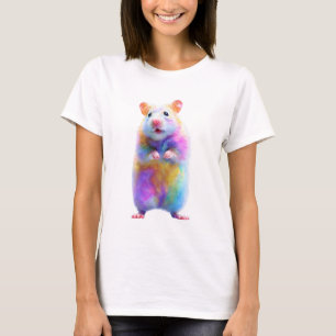 Rainbow Watercolor Standing Hamster Women T-Shirt