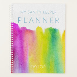 Rainbow Watercolor Stripe Modern Planner