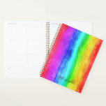 Rainbow Watercolor Stripes Design Monogram Planner<br><div class="desc">Rainbow Watercolor Stripes Design Monogram Planner 
Choose the size,  cover ( hard or soft) from the options menu</div>